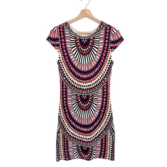 Mara Hoffman Cap Sleeve Mini Dress Jersey El Mundo Multicolor Tribal Print Small - Picture 3 of 12